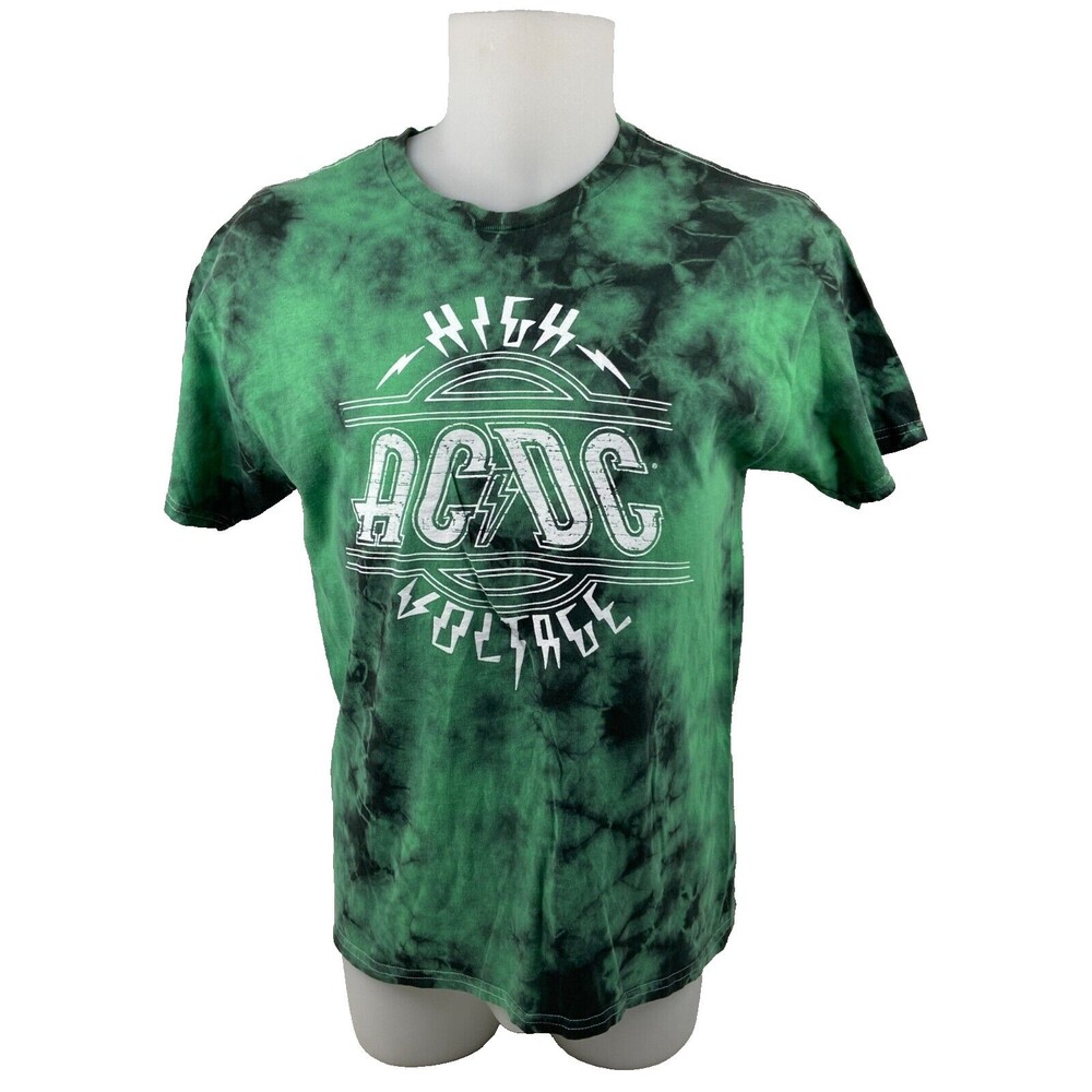 AC/DC Unisex T Shirt Extra Large Graphic Green Tie Dye Heavy Metal High Voltage